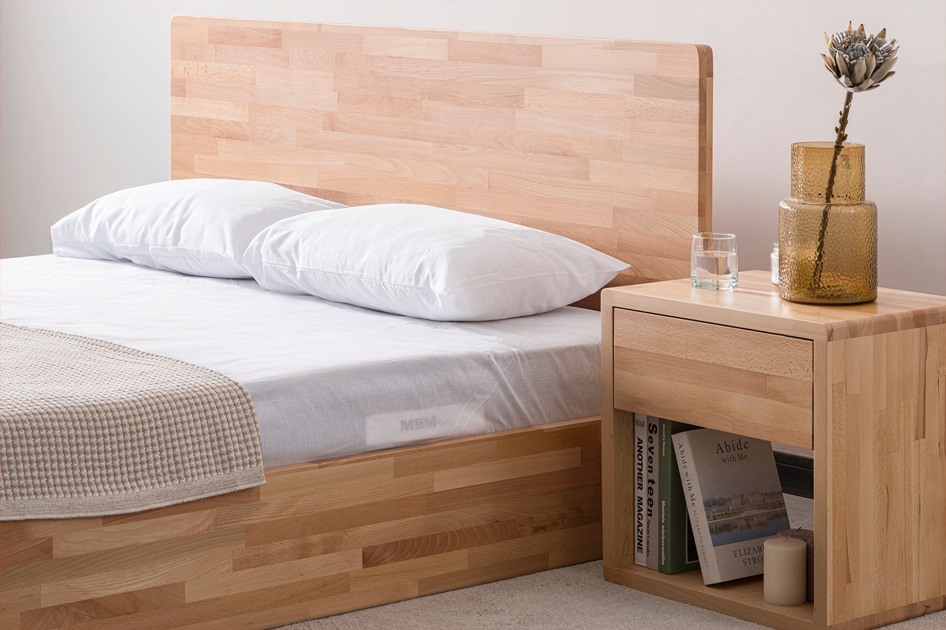Eldr Ahşap Başlıklı Karyola, Natural