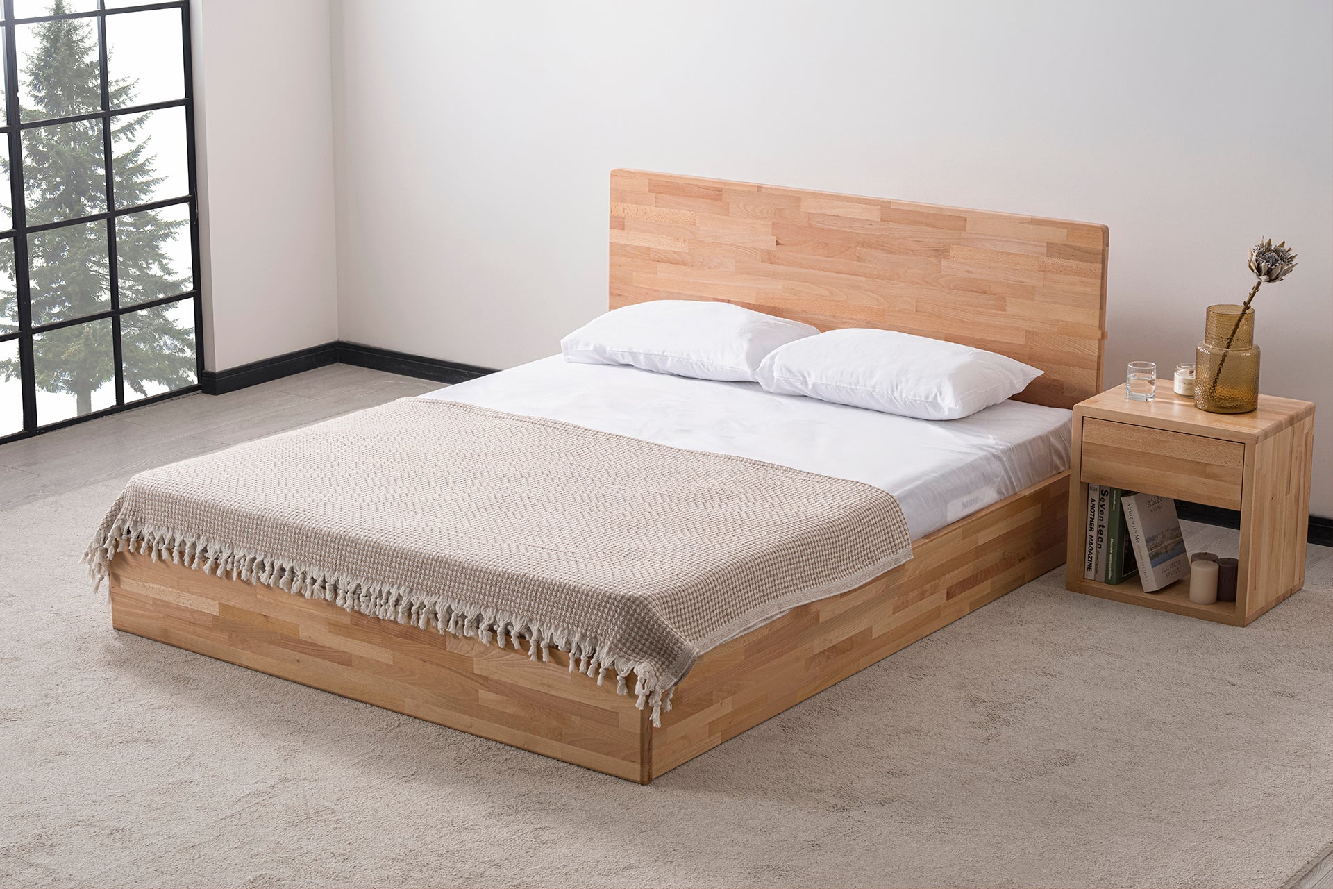 Eldr Ahşap Başlıklı Karyola, Natural