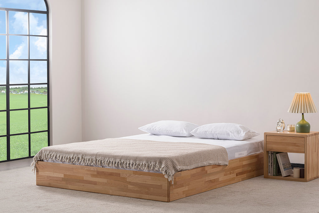 Eldr Başlıksız Masif Kayın Ahşap Karyola, Natural