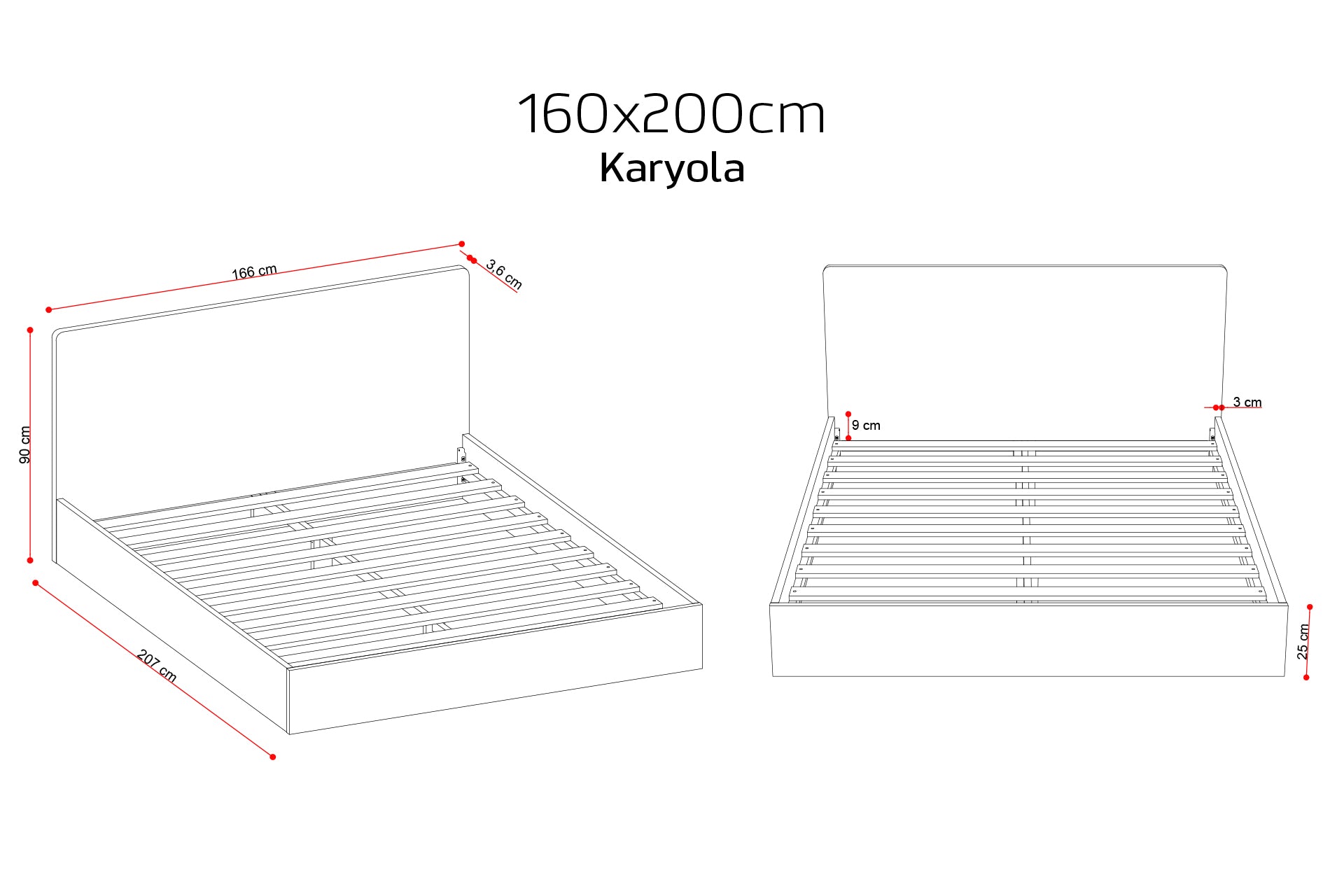 Eldr Kumaş Başlıklı Masif Ahşap Karyola, Natural